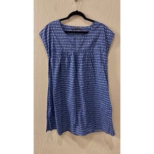 Gudrun Sjoden Blue Polka Dot Organic Cotton Gathered Waist Tunic Dress Size S